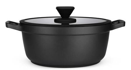New black saucepan isolated on white background