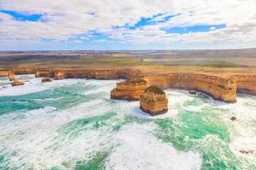 Aerial view of the cliff along the Great Ocean Road