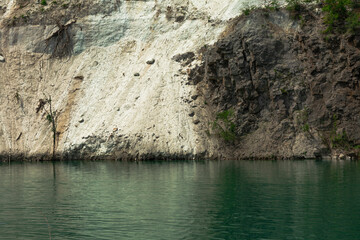 mountain lake with green water