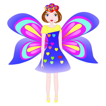 Cute little fairy isolated on a white background.