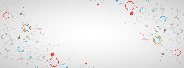 Geometric abstract background with connected line and dots. Futuristic digital background for science and technology.