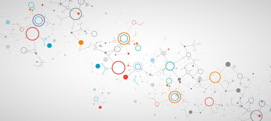 Geometric abstract background with connected line and dots. Futuristic digital background for science and technology.