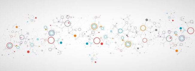 Geometric abstract background with connected line and dots. Futuristic digital background for science and technology.