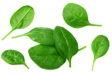spinach leaves isolate on white background. Healthy food.