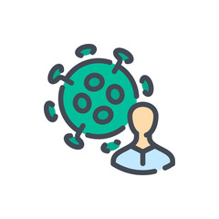 Infected Patient color line icon. Patient with Virus vector outline colorful sign.
