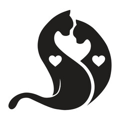 Cats and hearts, vector