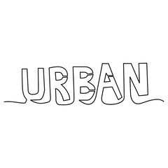 one line continuous drawing urban word