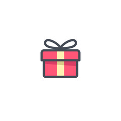 Gift box vector icon. Present filled outline sign isolated on white. Sale, shopping Birthday, Christmas concept