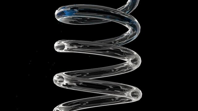 Liquid glass tube. Chemical laboratory research. Medical equipment. 4k