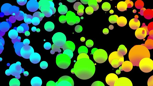 4k loop seamless abstract background with beautiful multi-colored drops in 2d flat style smoothly move like paint bubbles in liquid. Luma matte as alpha channel.
