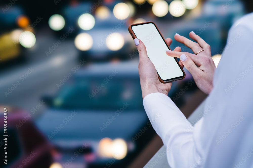 Aufkleber modern smartphone with blank screen area for your internet content or website on blurred background 