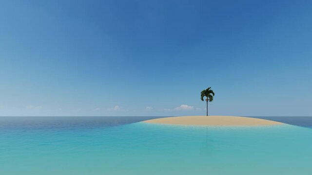 Island ocean palms Summer nature view. Tropical landscape. Sea landscape. Paradise nature. 4k