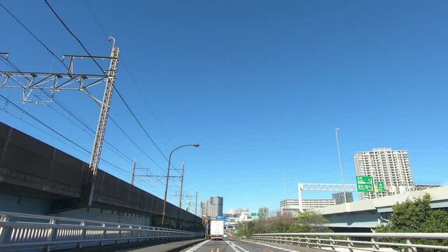 Driving image of national road on a sunny day