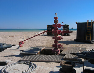 Onshore wellhead in Egypt being prepared for workover