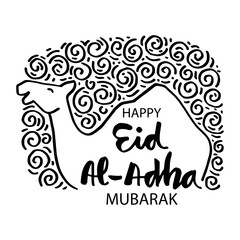 Happy Eid al-Adha with camel. Celebration of Muslim holiday
