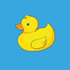 Vector illustration of yellow duck  isolated on blue background