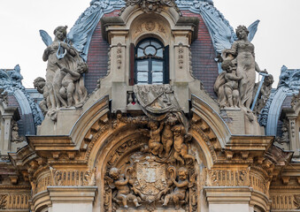 Obraz premium Beautiful facade of the Cantacuzino Palace in the city of Bucharest, Romania