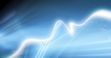 Futuristic fractal digital science technology background. Smooth lines, color gradient. Neon light, abstract reflection and perspective.