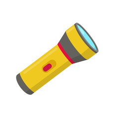 Yellow flashlight vector illustration with flat design isolated on white background 
