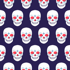 Vector Halloween seamless pattern with skulls