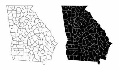 Georgia County Maps - obrazy, fototapety, plakaty