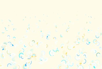 Light Blue, Red vector backdrop with rainbows, clouds.