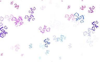 Light Multicolor vector background with hearts.