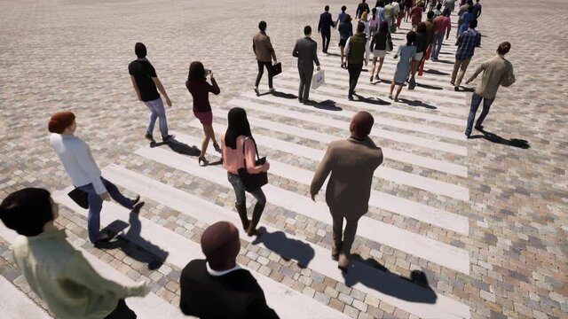 Pedestrians people cross the road on zebra 4k