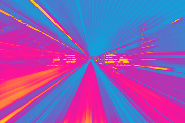 Abstract high speed technology POV train motion blurred concept from the Yuikamome monorail in Tokyo, Japan