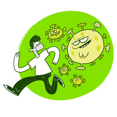 Man runs from COVID-19 virus