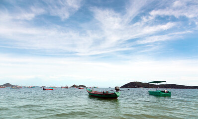 ocean Landscape with fisherman boat on island