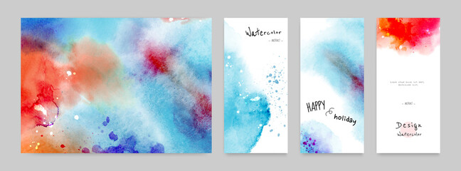 Set of Hand-painted Watercolor Card and Poster