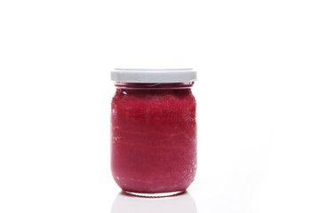 Nutrition concept - Healthy food, Diet, Detox, Clean Eating or Vegetarian concept. A nutritious food on glass jars against white background. Sauce in a glass bowl.
