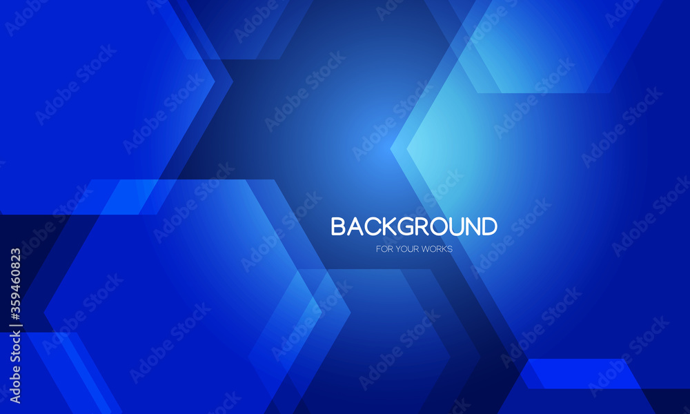 Poster blue abstract background with hexagon shapes composition. vector illustration.