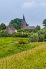 Fototapeta na wymiar Idyllic Dutch little village Ooij in the Ooij polder located in the municipality of Berg en Dal, Gelderland in the Nethelands