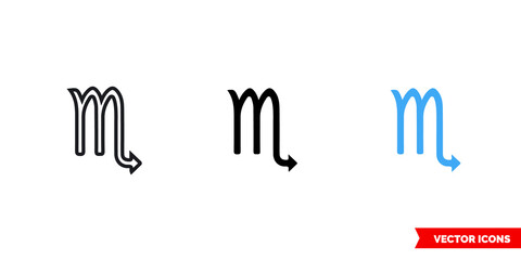 Scorpio icon of 3 types. Isolated vector sign symbol.