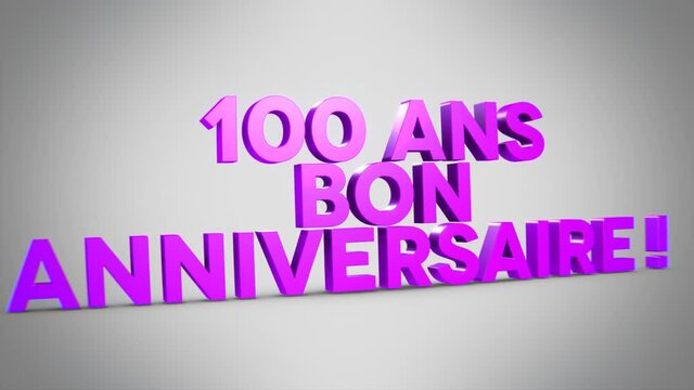 100 ans bon anniversaire 3D violet