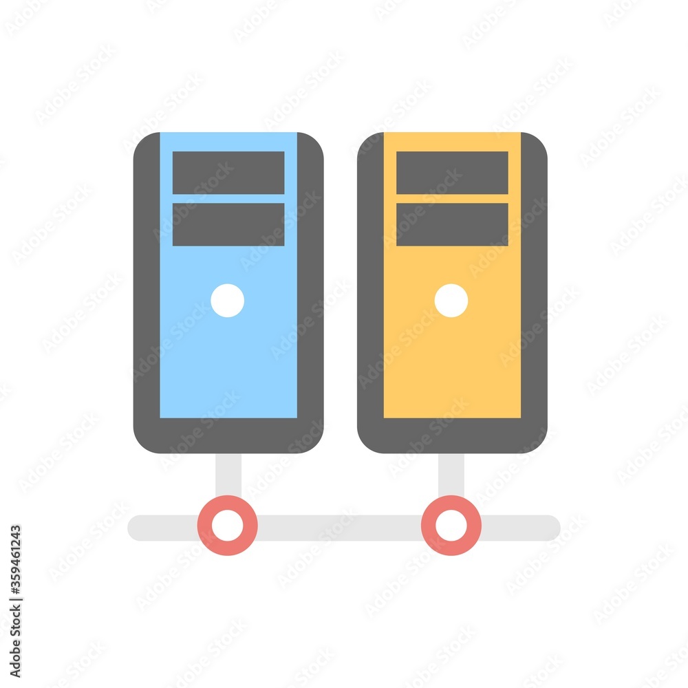Poster computer server network icon illustration in flat design style.