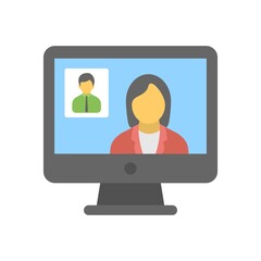 Video conference call icon illustration. Online business meeting symbol.