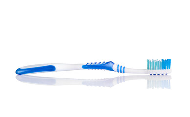 Single new plastic toothbrush