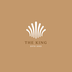 Crown logo symbol on Gold background. Royal king icon. Modern luxury brand element sign. Vector illustration