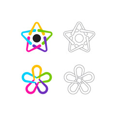 Star vector logo icon template set. Colorful and line logo set. premium design