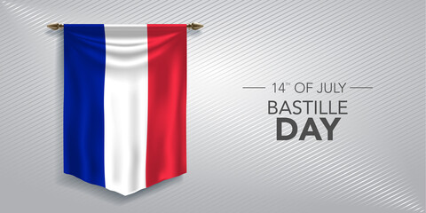 France Bastille day greeting card, banner, vector illustration