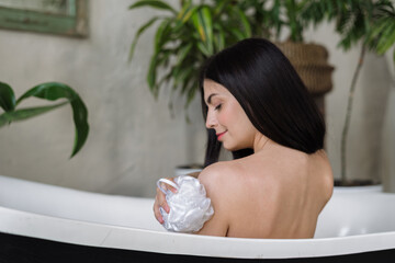 Young adult girl spending free time at home