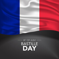 France happy Bastille day greeting card, banner, vector illustration