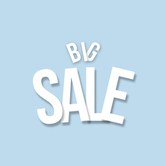 big sale text design template on light blue background