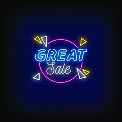 Great Sale  Neon Signs Style Text vector