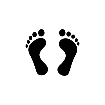 Black silhouette of footprint. Human footprint track. Footprint clip. Vector illustration.