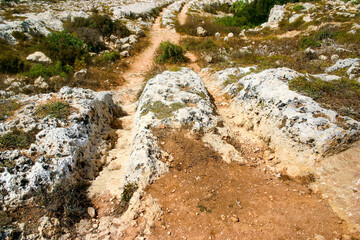 Misrah ghar il-kbir cart tracks in Malta
