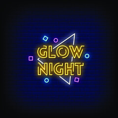 Obraz premium Wektor styl tekstu Glow Night Neon Signs